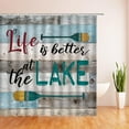 thumbnail image 2 of Rustic Lake Cabin Shower Curtain Camping Lake House Relax Words Inspirational Quote Vintage Wooden Board Barn Door Plank Country Lakeside Lodge Cottage Camp RV Decor Fabric Bath Curtain with Hook, 2 of 3
