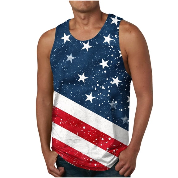 UVEASISHA 4th of July Shirts for Men Tank Top,Men's Tank Tops American Flag Summer Workout Tee Shirt Sleeveless Patriotic Shirts for Bodybuilding Gym Fitness Training Multicolor
