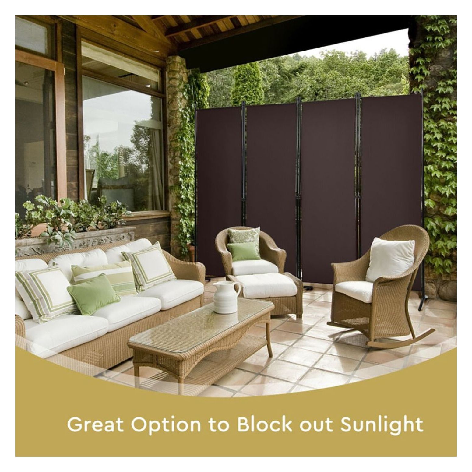 Yunken 4-Panel Room Divider with Sturdy Steel Frame, 5.6 Ft Tall Freestanding Partition Screen for Bedroom & Living Room