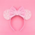 thumbnail image 1 of Diadema de Mickey Mouse para niña y mujer, bandanas de algodón suave con lazo, perlas blancas de Disney, accesorios para el cabello de Minnie para Festival, 1 of 5