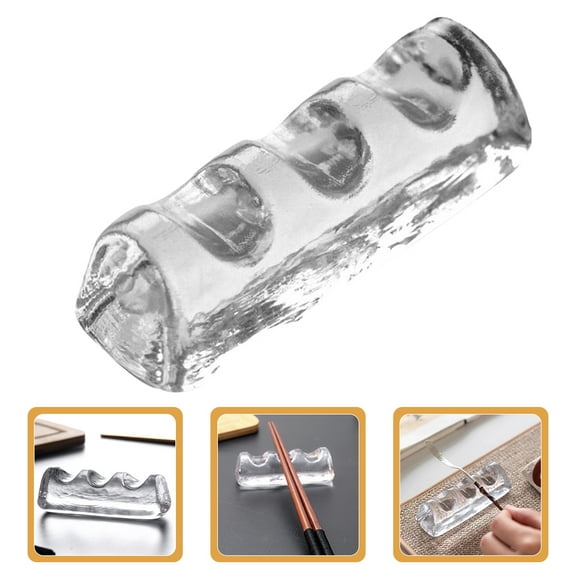 FRCOLOR Lovely Glass Chopstick Stand Convenient Spoon Rest Kitchen Accessory for Japanese Style Dining Decorative Tableware Holder