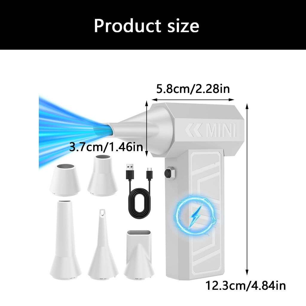 Cordless Blower 105000RPM Air Duster with 5 Interchangeable Nozzles Light Weight Dust Blower for Outdoor Snow Use