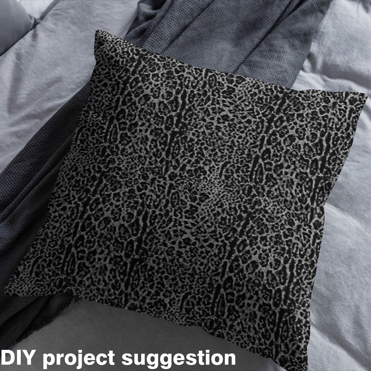 Manfei Cheetah Print Fabric by the Yard (3 Yards), Gray Black Decorative Fabric by the Yard, Wild Animal DIY Fabric