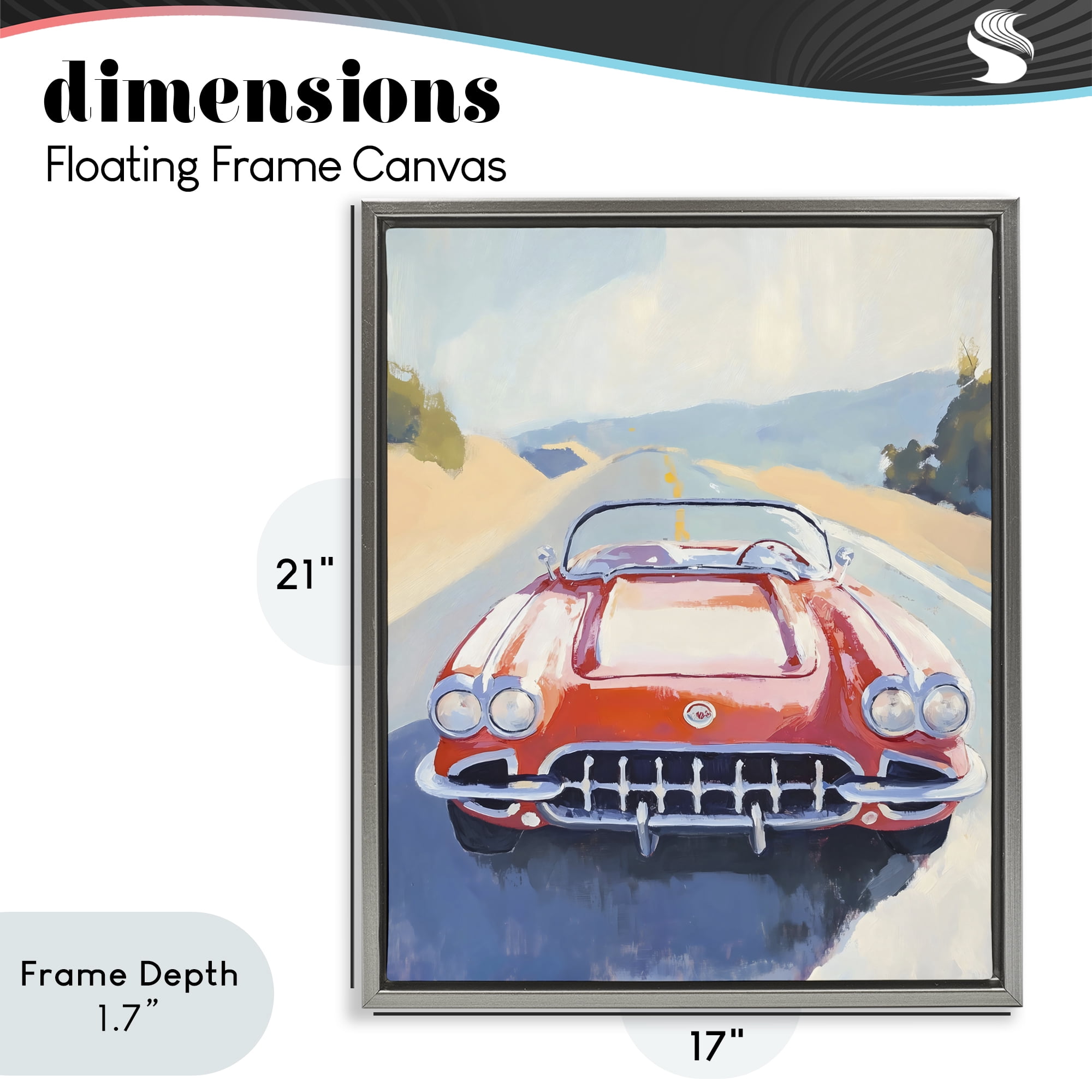 Stupell Industries Red Sports Car on Journey Gray Framed Floater Canvas Wall Art, design by The Prints Vibe
