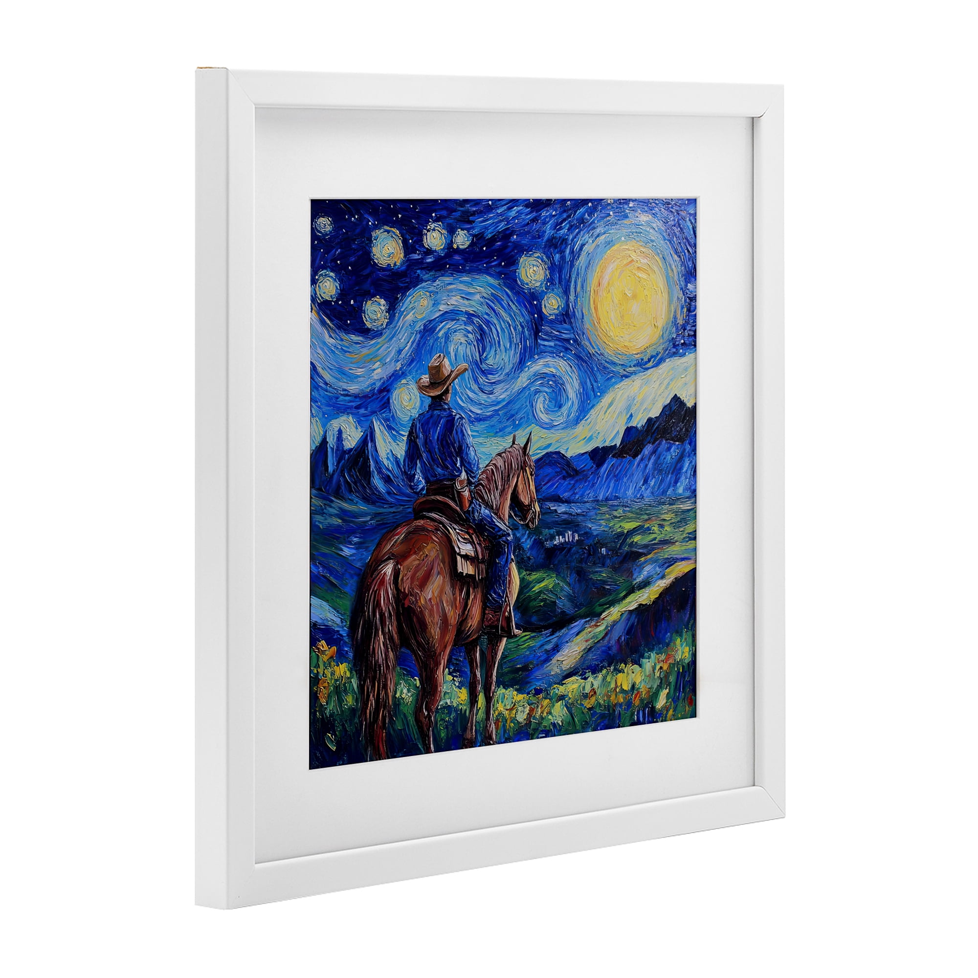 Stupell Industries Starry Night Cowboy White Framed Print Under Glass, design by Tina LeCour