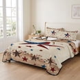 thumbnail image 2 of Queen Quilt Set 90''x96'', Independence Day Lightweight Bedspread Coverlet Set with 2 Pillow Shams, Rustic Texas Star Farmhouse Wooden Breathable All Season Quilt Bedding for Bedroom/Guest Room, 2 of 9