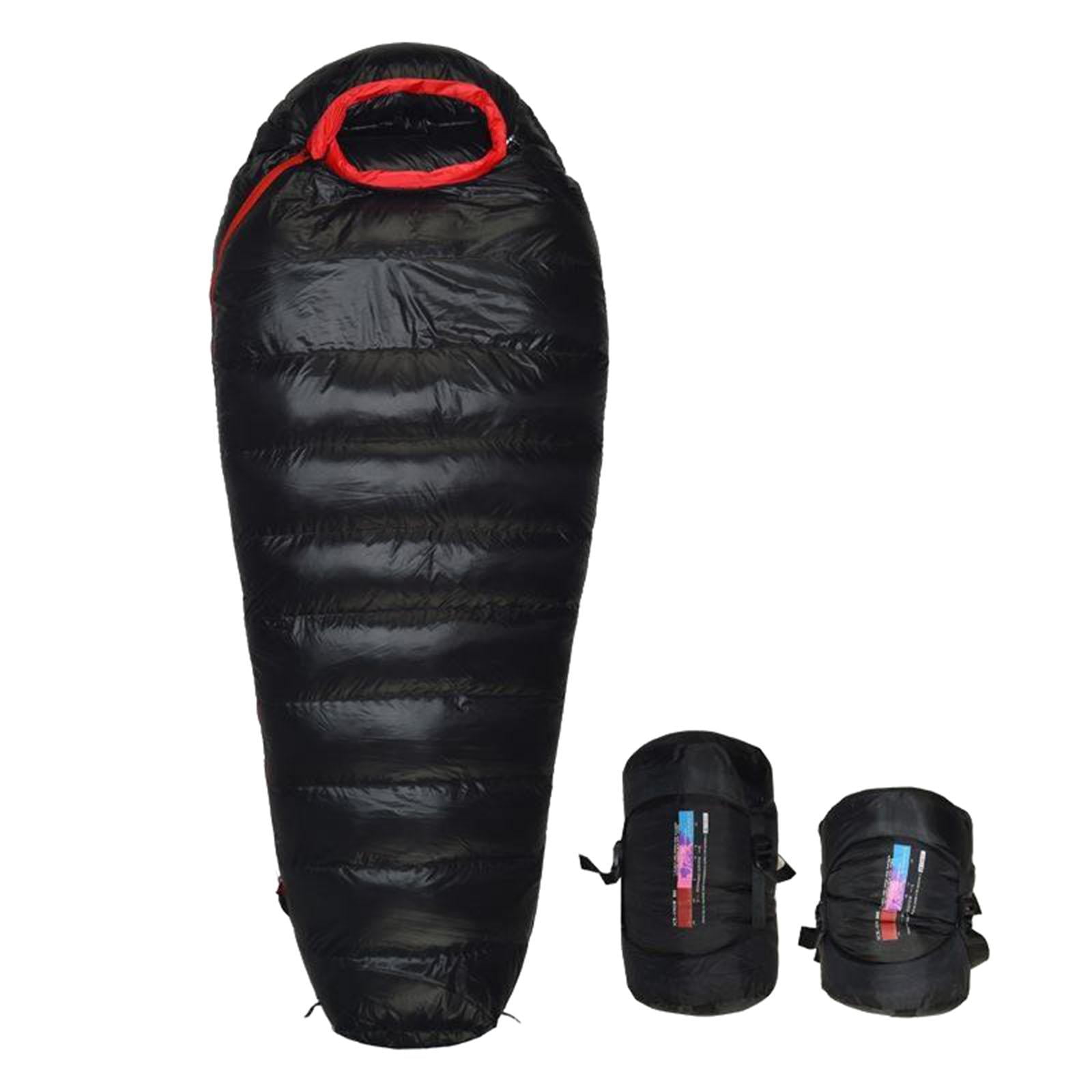Duck Down Sleeping Bag 0-15℃ (32-59F), -15-0℃ (5-32F) for Backpacking Compact Lightweight Mummy Sleep Bag for Backpack, Camp Tent 00g Black 400g