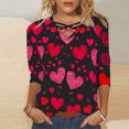 thumbnail image 2 of Gkeoshab Summer Tops Women's Fashion Long Sleeve Soft Top with Romantic Heart Print Perfect for Valentine's Day Black XL Cute Summer Tops, 2 of 5