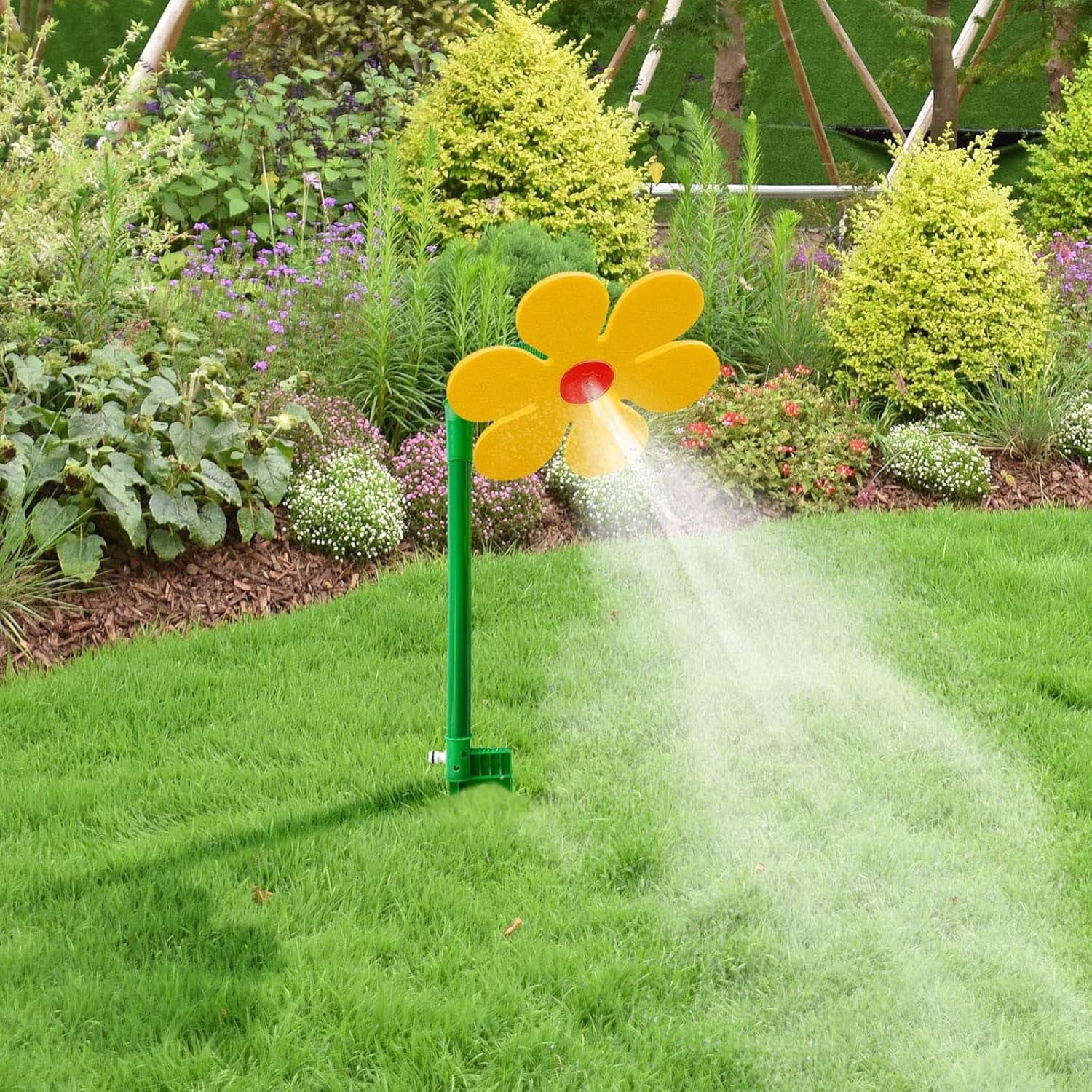 Crazy Dancing Daisy Sprinkler, 360 Rotatable Flower Sprinklers, Garden Sprinkler Stake with Adapter