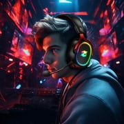 Ozeino Wireless Gaming Headset, 7.1 Surround Sound, 2.4GHz Wireless Gaming Headphones with Detachable Noise-Canceling Mic for PS5, PS4, PC, Laptop