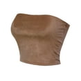 thumbnail image 3 of MixMatchy Women's Causal Strapless Double layered Basic Faux Suede Sexy Tube Top, 3 of 4