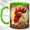 Green, variant on Ornate Rooster Coffee Mug, Farmhouse Chicken Mug, Ceramic 11 oz