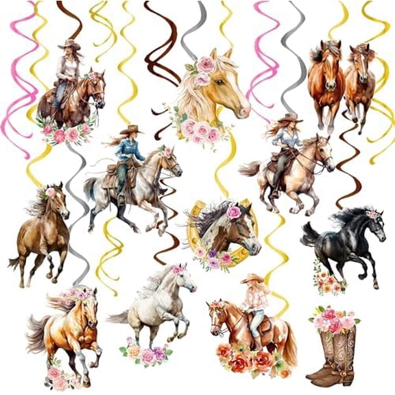 20pcs Cowgirl Hanging Swirls Decorations Cowgirl Birthday Party Decorations Western Cowgirl Party Decorations Hanging Swirls Foil Streamers for Women Girls Bachelorette Party Baby Shower Supplies