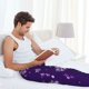 thumbnail image 5 of Balery Crystal Purple Snowflake Pantalones de pijama para hombre, pijama ultraligero, pantalón de descanso-3X-Large, 5 of 6