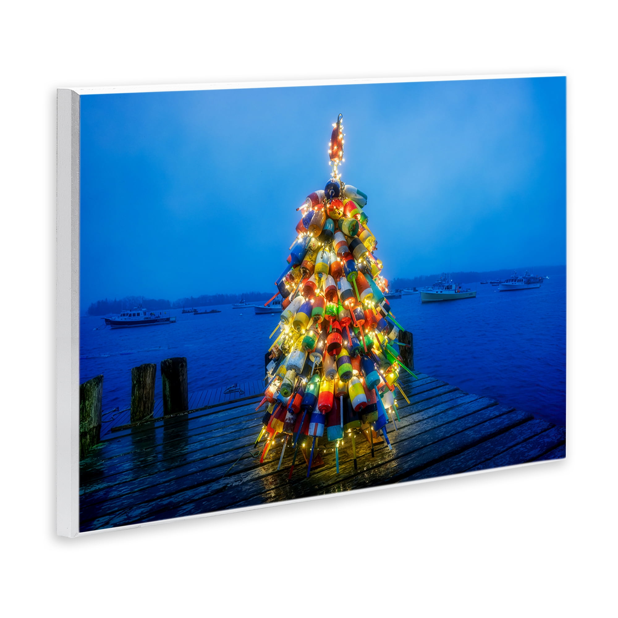 Stupell Industries Lit Bouys Christmas Tree Holiday Painting Unframed Art Prints Wall Art, 15 x 10