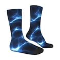 thumbnail image 3 of Uemuo Blue Lightning Pattern Women's Crew Socks, Soft Durable Breathable Moisture-Wicking with Odor Control Cotton socks, 3 of 9
