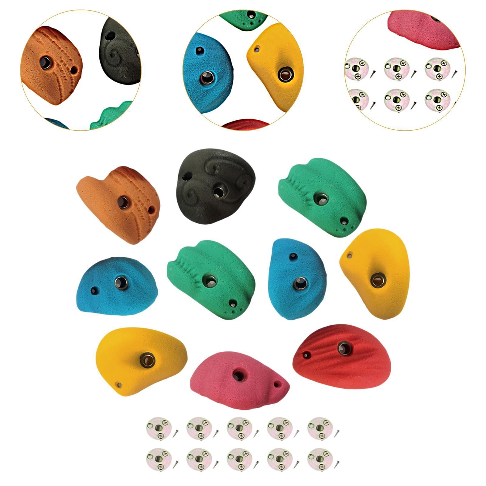 koolsoo 10Pcs Rock Climbing Holds Rock Wall Climbing Kit Practical Beginners Training Rock Wall Grips for Outdoor Climbing Tree House with Back Nail Screw