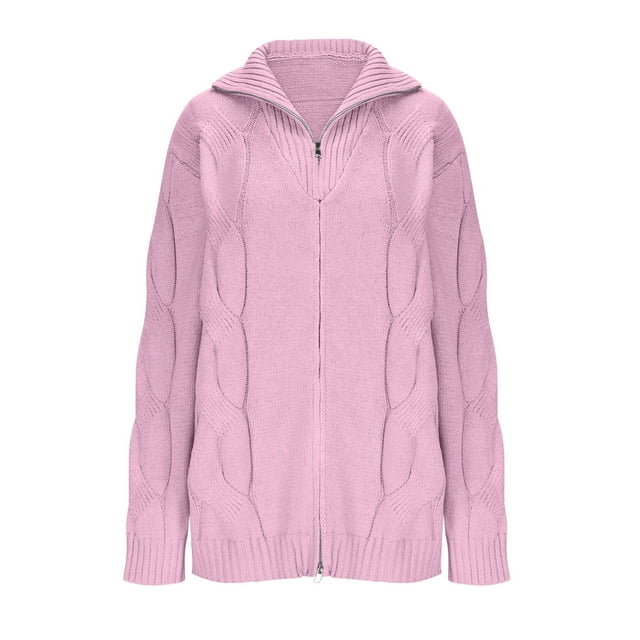 zbxnLI Men's Cardigan Sweaters Zipper Front Long Sleeve Cable Knit Sweater Cardigans Outwear for Men