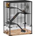 thumbnail image 1 of CHENZM Large Hamster Cage with 9" Deep Tempered Glass Bottom, 4 Tiers Hamster Tank with Running Wheel, Hut, Water Bottle, Dish, Rat Cage for Syrian, Dwarf, Gerbils, Mouse, 24" x 16" x 31.5", Black, 1 of 9