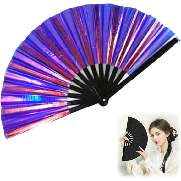 LZCKDPX Boots on The Ground Fan, 2025 New Large Holographic Folding Hand Fan Line Dance Popping Fan, Clap Fans for Line Dancing Foldable Craft Holding Black Colors Hand Fan (Color#F),Color#a,1
