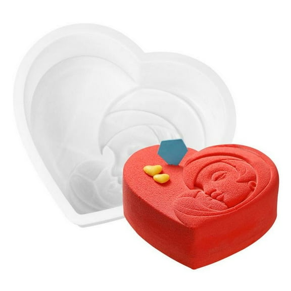 Bouanq Mother's Day Love Birthday Silicone Cake Mold DIY Heart Shaped Mold