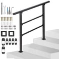 thumbnail image 3 of Handrails for Outdoor Steps, 3 Step Handrail Fit 2 or 3 Steps Outdoor Stair Railing, Black Wrought Iron Stair Handrail with Installation Kit, Metal Porch Railing, 3 of 7