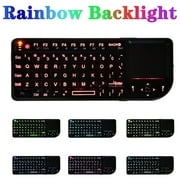 Mini Wireless Keyboard with Touchpad, Rechargeable Ultra Portable Bluetooth Keyboard and Mouse, Backlit Keyboard for HTPC, for PS3/4, Smartphones, PC, Tablet, TV Box, Windows, Black