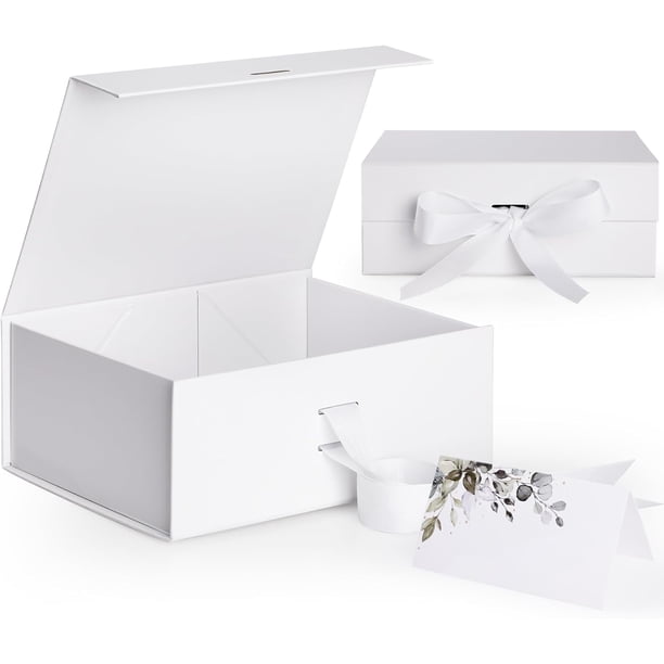Plegable Magnética Caja de Regalo con Cinta, Caja de Regalo con Lazo de Satén para Boda, Embalaje, Regalo, Cumpleaños, Navidad, Fiesta (Rosa)