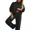 Black, variant on ChicMe Two Piece Sets for Women Side Zip Lounge Outfit Solid Color Off the Shoulder Long Sleeve Pullover Tops with Wide Leg Pants Set Tracksuit Light Gray-L