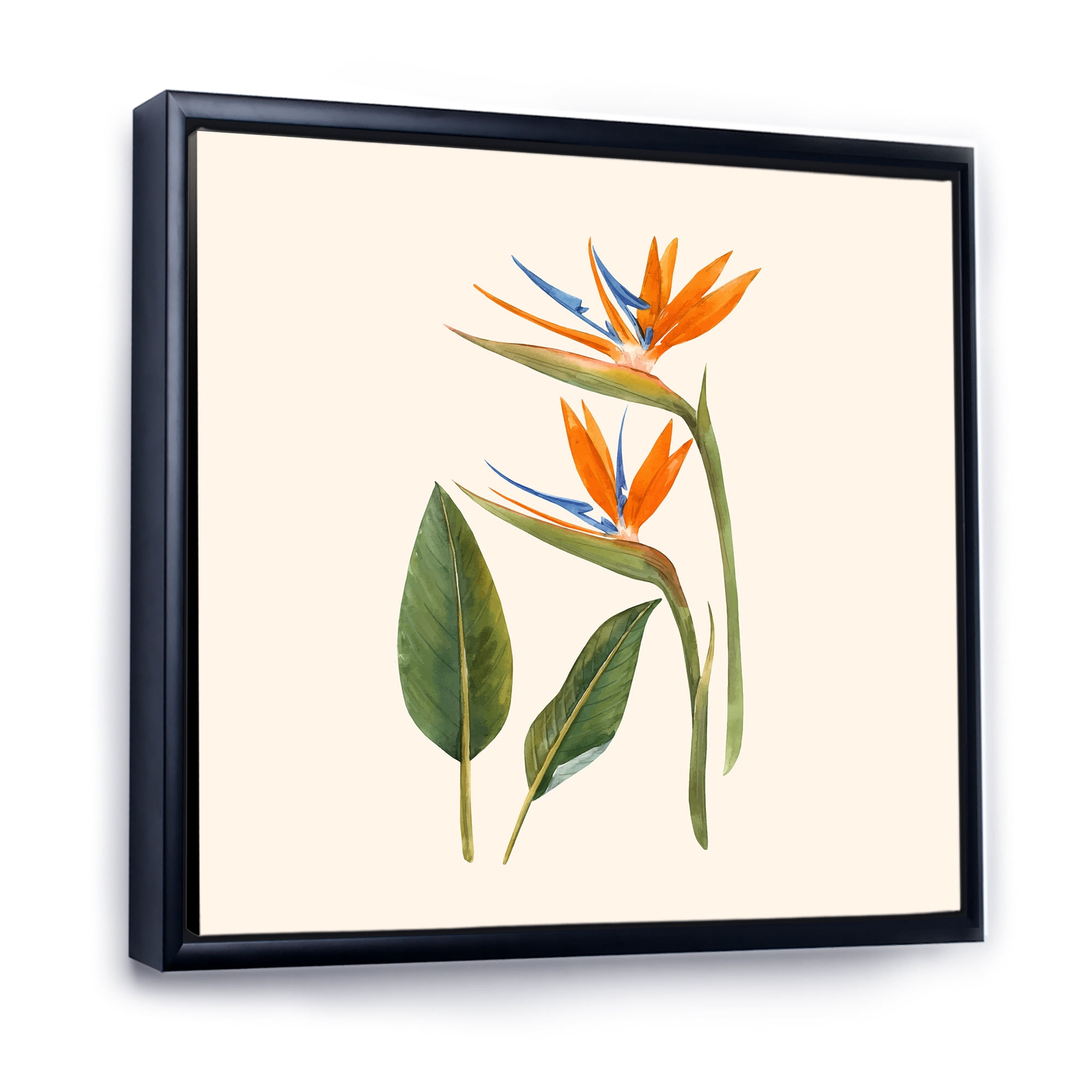 Designart 'Ancient Strelitzia Flowers' Traditional Framed Canvas Wall Art Print