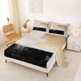 thumbnail image 2 of Castle Fairy Mid Century Watercolor Rectangle Queen Sheets 4 Pieces,Minimalist Retro Aesthetics Queen Sheet Sets,Beige Black Gold,1 Flat Sheet, 1 Fitted Sheet and 2 Pillowcases, 2 of 7