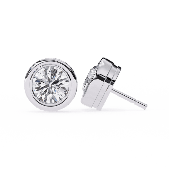 Gemone 2 CT Round Lab Diamond Solitaire Stud Earrings in 14k White Gold