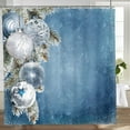 thumbnail image 3 of Merry Christmas Balls Shower Curtains Silvery and Blue Rope Balls with Snowflakes Fashion Winter Holiday Bath Curtains 72"x72", 3 of 7