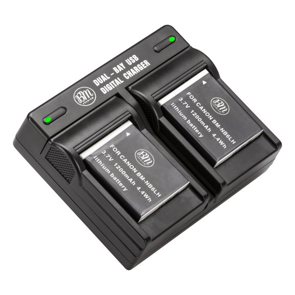 BM 2 NB-6LH Batteries and Dual Bay Charger for Canon PowerShot S120 SX170 IS SX260 SX280 SX500 SX510 SX520 SX530 SX540 SX600 SX610 SX700 SX710 Camera