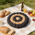 thumbnail image 5 of Black Velvet Round Floor Cushion Mat With Pearl Fluff Filling And Four-Pin Anti-Deformation Layout For Reading Meditation 16.54X16.54In, 5 of 6