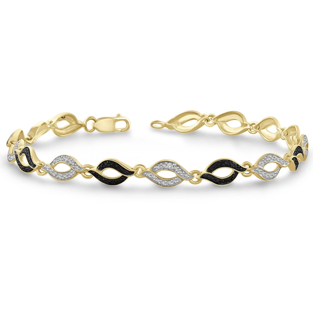 Black and White Diamond Accent 14kt Gold over Silver