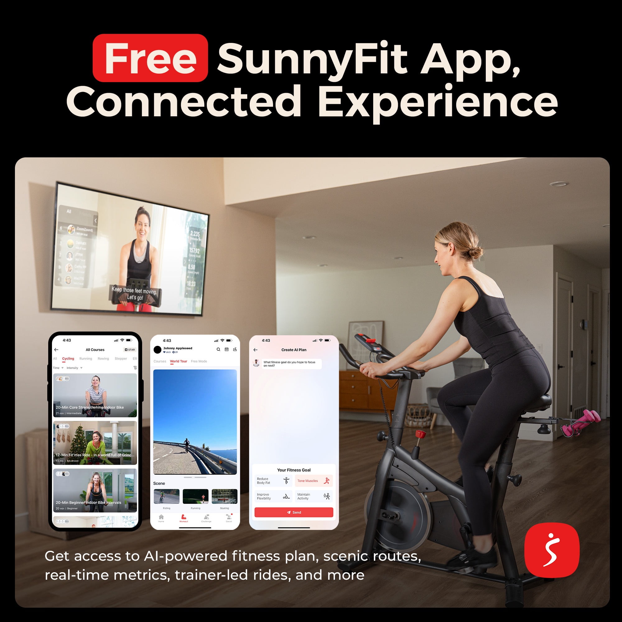Sunny Health & Fitness Active 200 Smart Magnetic Cycling Exercise Bike