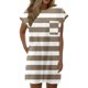 thumbnail image 1 of Vestido informal de verano con estampado de rayas para mujer - Vestido de playa holgado de manga corta y cuello redondo con bolsillos - Mezcla transpirable hasta la rodilla, 1 of 4
