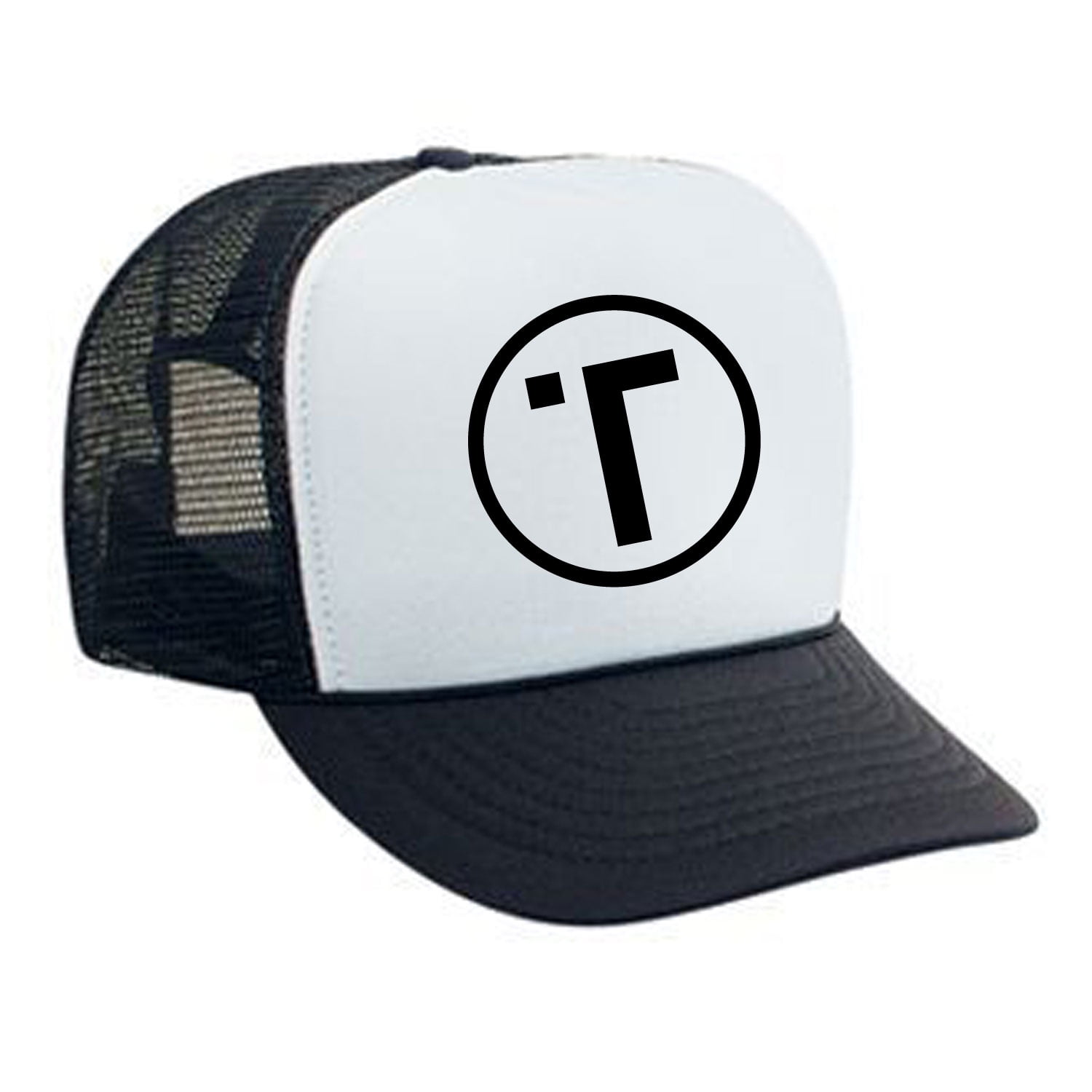 Tribe Black Circle Trucker Hat Mesh Back Snap Back Polyester/Nylon Adult - Red / White / Blue, Adult Unisex