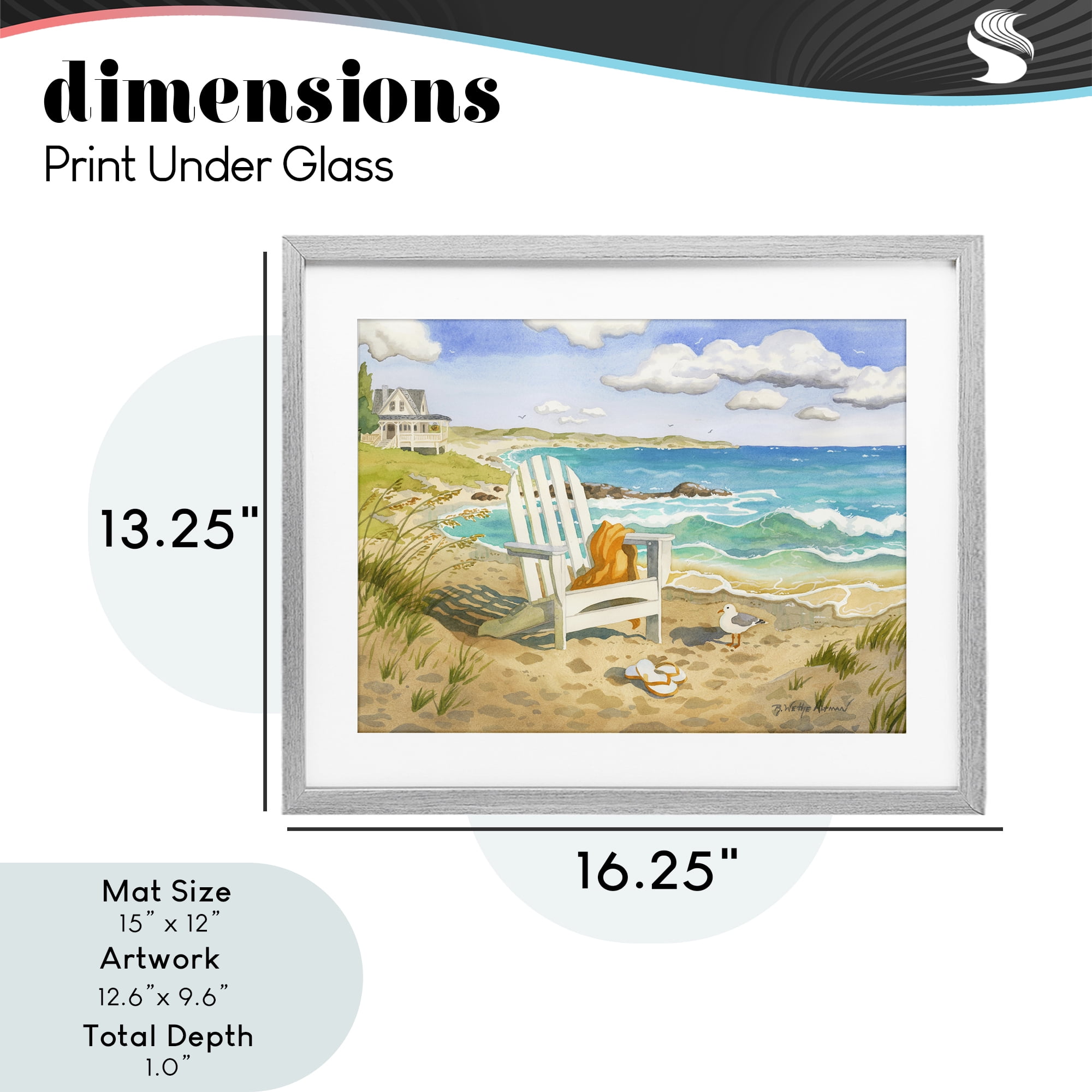 Stupell Industries Waiting For You by Beach Gray Framed Print Under Glass, design by Robin Altman