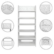 Ktaxon 6 Tier Decorative Carved Shoe Rack Shoe Shelf Closet Storage Organizer Shoe Space Saving for Entryway Bedroom Living Room, White Finish