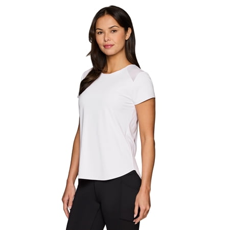 RBX Active Women's Quick Dry Short Sleeve Workout Top with Mesh Panels