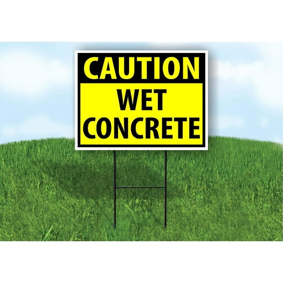 Caution Wet Concrete Yellow Yard Sign Road Sign With Stand