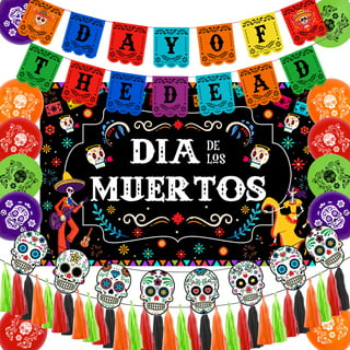 Day of the Dead Decorations, Dia De Los Muertos Party Decorations with  Banner, 20 Pcs Day of the Dead Cutouts, 8 Pcs Paper Pom Poms, Halloween  Sugar Skull Mexican Party Supplies 