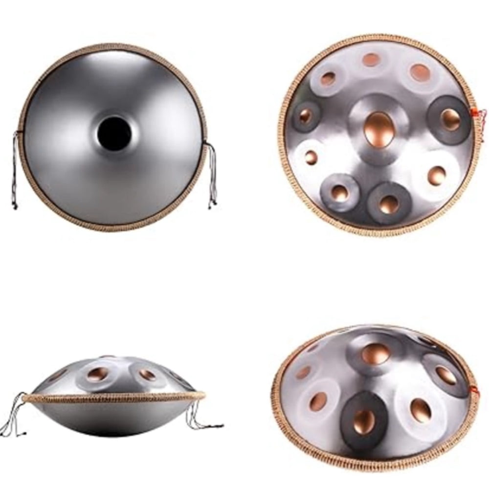 Silver 10-Tone Handpan Compact Easy-Play for Novices, Casual Jamming & Relaxation, Versatile for Meditation & Music Lover Gifts