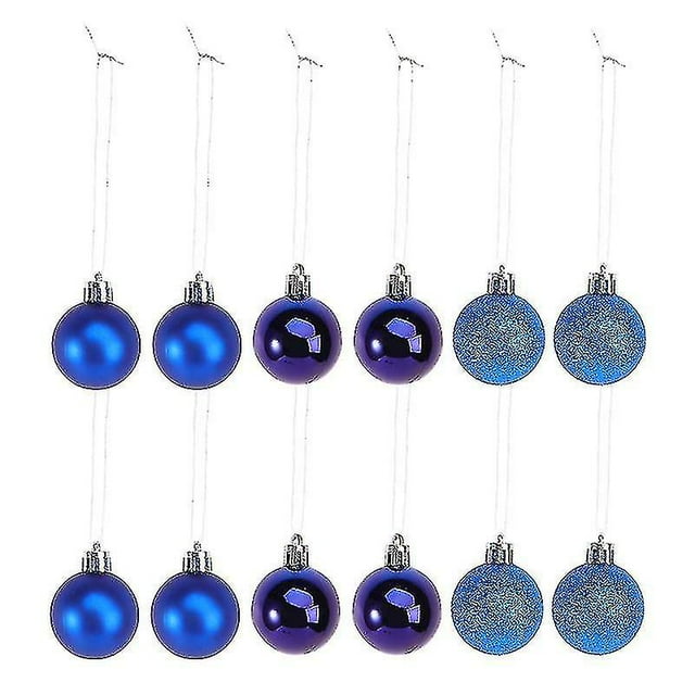 Adornos de bolas navideñas JanHm 24 piezas azul