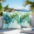 thumbnail image 4 of Abstract Art Marble Texture Outdoor Pillow Covers Pack of 2 Teal Green Gold Gradient Modern Art Waterproof Throw Pillow Covers Decorative Cushion Cases for Patio Garden Tent Balcony Couch 16x16 inch, 4 of 8