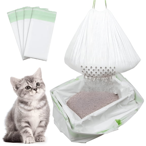 ACDANC 14 Count Cat Litter Box Liners, 37X18 Inch Heavy Duty Self-Cleaning Cat Litter Bags with Drawstring, Disposable Tear-Resistant Poop Bag for Pets