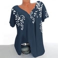 thumbnail image 3 of Blusas de Manga Corta para las Mujeres con Cuello en V Impreso Suéter Casual Top, Blusas para las Mujeres Casual, 3 of 4