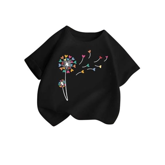 TFEOQRY Children Girls and Boys Trendy T-Shirt Printed Round-Neck Comfortable Loose T-Shirt Short Sleeve Blouse Casual Tops